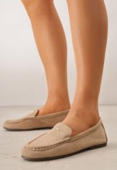 Beżowe Mokasyny VICES z Wkładką ze Skóry Naturalnej i Metalicznym Elementem Alcimene. Brązowe mokasyny damskie Renee, z materiału, z okrągłym noskiem, bez obcasa. Za 89.99 zł.