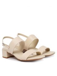 ECCO Sandały Liva 25030301378 Écru. Białe sandały damskie ECCO, bez wzorów, ze skóry, bez obcasa, na słupku, bez zapięcia. Za 569.99 zł.