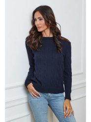 So Cachemire Sweter "Kirem" w kolorze granatowym rozmiar: S. Niebieskie swetry klasyczne damskie So Cachemire, s, z kaszmiru, bez kołnierzyka. Za 209.33 zł.