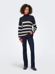 ONLY Sweter w kolorze granatowo-biało-czerwonym rozmiar: XL. Białe swetry klasyczne damskie Only, xl, ze splotem, bez kołnierzyka. Za 135.49 zł.