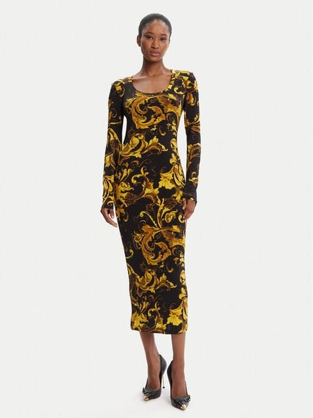 Versace Jeans Couture Sukienka codzienna 79HAO920 JS500 Czarny Slim Fit. Czarne sukienki damskie Versace Jeans Couture, bez wzorów, z jeansu, bez ramiączek. Za 719.99 zł.