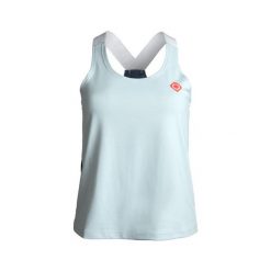 Bluzka Isabel: Komfort i styl podczas treningów. Lekka, oddychająca i szybkoschn. Niebieskie bluzki damskie Izas, bez wzorów, bez kołnierzyka, bez ramiączek. Za 160.83 zł.