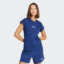 Koszulka Essentials Linear Cotton. Białe bluzki damskie Adidas, s, bez wzorów, z bawełny, bez kołnierzyka, bez ramiączek. Za 89.95 zł.