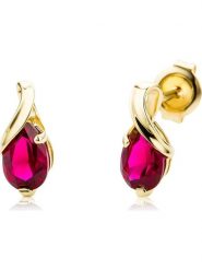 Revoni Złote kolczyki-wkrętki z rubinami rozmiar: onesize. Czerwone kolczyki damskie Revoni, z rubinem, złote. Za 761.99 zł.