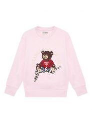 Guess Bluza H5YJ00 KAX74 Różowy Oversize. Czerwone bluzy dziewczęce Guess, z aplikacjami, z bawełny, bez ramiączek, bez kaptura. Za 169.99 zł.