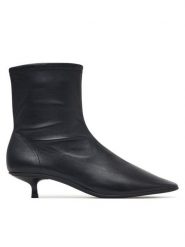 Calvin Klein Botki Round Kitt Heel Ankle Boot Nappa HW0HW03169 Czarny. Czarne botki damskie Calvin Klein, ze skóry, bez obcasa, na szpilce, bez zapięcia. Za 849.99 zł.