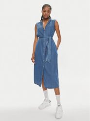 Pepe Jeans Sukienka koszulowa Maggie PL953512 Niebieski Regular Fit. Niebieskie sukienki damskie Pepe Jeans, bez wzorów, z bawełny, bez ramiączek. Za 289.99 zł.