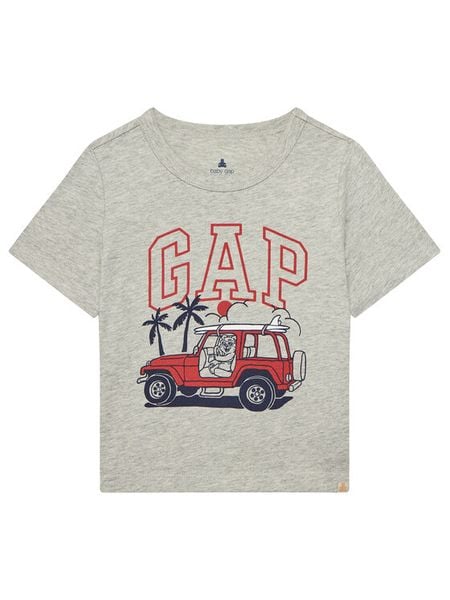 Gap T-Shirt 779639-00 Szary Regular Fit. Szare t-shirty i koszulki chłopięce GAP, bez wzorów, z bawełny, bez kołnierzyka, bez ramiączek. Za 69.99 zł.
