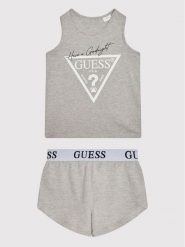 Guess Piżama J1BG00 J1311 Szary Regular Fit. Szare piżamy dziewczęce Guess, z aplikacjami, z bawełny, bez ramiączek. Za 169.99 zł.