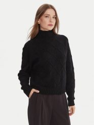 Elisabetta Franchi Golf MK-55T-57E2-V420 Czarny Regular Fit. Czarne golfy damskie Elisabetta Franchi, bez wzorów, z wełny, bez ramiączek. Za 1,799.00 zł.