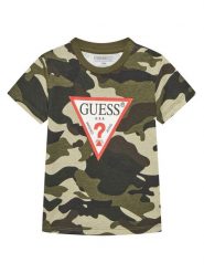 Guess T-Shirt N5YI04 K8HM4 Zielony Regular Fit. Zielone t-shirty i koszulki chłopięce Guess, z aplikacjami, z bawełny, bez kołnierzyka, bez ramiączek. Za 69.99 zł.