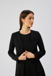 Czarna Nowoczesna Krótka Marynarka Damska. Czarne marynarki i żakiety damskie MOE, l, bez wzorów, z elastanu. Za 329.90 zł.