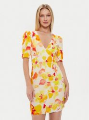 Morgan Sukienka letnia 241-RAMIN.F Żółty Slim Fit. Żółte sukienki damskie Morgan, bez wzorów, z bawełny, bez ramiączek. Za 259.99 zł.
