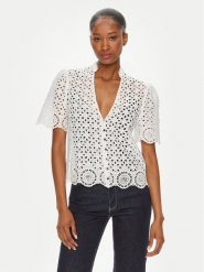 Morgan Bluzka 241-CFLAM Biały Regular Fit. Białe bluzki damskie Morgan, bez wzorów, z bawełny, bez kołnierzyka, bez ramiączek. Za 469.99 zł.