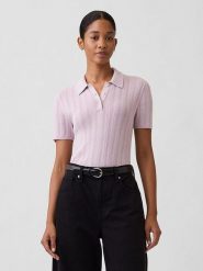 GAP Koszulka polo w kolorze jasnoróżowym rozmiar: XL. Różowe bluzki damskie GAP, xl, bez wzorów, ze splotem, bez kołnierzyka, bez ramiączek. Za 96.60 zł.