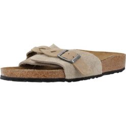 Klapki damskie Birkenstock Oita Braided Taupe Suede Calz S. Brązowe klapki damskie Birkenstock, bez wzorów, z materiału, bez obcasa, bez zapięcia. Za 809.00 zł.