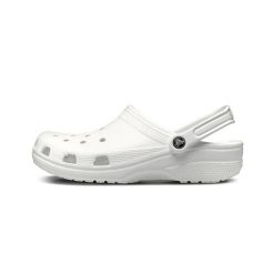 Japonki Crocs Classic, Dla obu płci. Białe klapki damskie Crocs, bez wzorów, z materiału, bez obcasa, bez zapięcia. Za 289.00 zł.