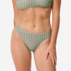 Dół kostiumu kąpielowego damski Decathlon Nina Keyshot. Zielone bikini Decathlon, bez wzorów, z elastanu. Za 39.99 zł.