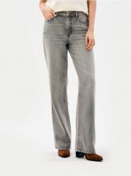 Jeansy wide leg high waist z efektem sprania - szary. Szare jeansy damskie Sinsay, z podwyższonym stanem. Za 49.99 zł.