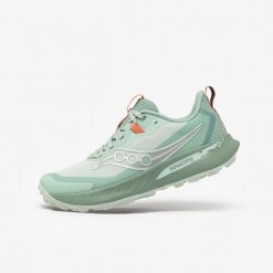 Buty do biegania w terenie damskie Saucony Peregrine 15. Zielone obuwie sportowe damskie Saucony, bez zapięcia, do biegania. Za 629.99 zł.