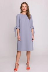 Klasyczna elegancka sukienka trapezowa szara. Szare sukienki damskie Stylove, bez wzorów, z materiału, biznesowe, bez ramiączek. Za 299.00 zł.