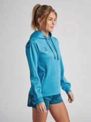 Bluza do piłki ręcznej damska Hummel Core XK z kapturem. Niebieskie bluzy damskie Hummel, s, bez wzorów, z polaru, z kapturem. Za 199.60 zł.