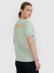 4F T-shirt oversize z nadrukiem damski - turkusowy XXL. Niebieskie t-shirty damskie 4F, uniwersalny, bez wzorów, z bawełny, bez kołnierzyka. W wyprzedaży za 29.99 zł.