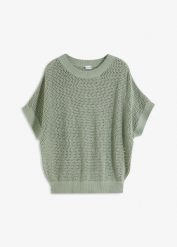 Sweter oversize z mieszanki bawełny. Brązowe swetry klasyczne damskie bonprix, z bawełny, bez kołnierzyka. Za 99.99 zł.