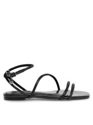 Nine West Sandały WFA2766-1 Czarny. Czarne sandały damskie Nine West, bez wzorów, z syntetyku, bez obcasa, na płaskiej podeszwie, bez zapięcia. Za 127.99 zł.