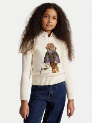 Polo Ralph Lauren Sweter 313B26004001 Kremowy Regular Fit. Białe swetry dziewczęce Polo Ralph Lauren, bez wzorów, z bawełny, bez kołnierzyka, bez ramiączek. Za 1,018.99 zł.