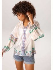 Aniston Bluzka w kolorze kremowym rozmiar: 34. Brązowe bluzki damskie Aniston, bez wzorów, bez kołnierzyka, bez ramiączek. Za 173.99 zł.