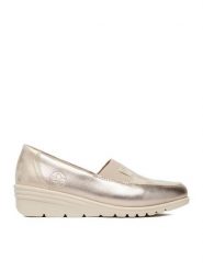 Rieker Półbuty L5351-60 Złoty. Żółte czółenka damskie Rieker, bez wzorów, ze skóry, bez obcasa, na koturnie. Za 339.99 zł.