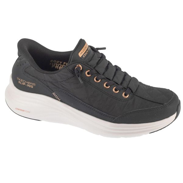 Buty sportowe Sneakersy damskie, Slip-ins: Contour Foam - Golden Hour. Czarne obuwie sportowe casual damskie Skechers, bez zapięcia. Za 369.99 zł.