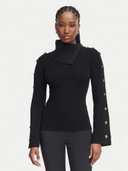 Elisabetta Franchi Golf MK-03S-66E2-V420 Czarny Slim Fit. Czarne golfy damskie Elisabetta Franchi, s, bez wzorów, z wiskozy, bez ramiączek. Za 1,799.00 zł.