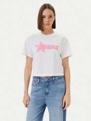 Guess T-Shirt V5GI12 K9RM1 Biały Boxy Fit. Białe t-shirty damskie Guess, m, z aplikacjami, z bawełny, bez kołnierzyka. Za 89.99 zł.