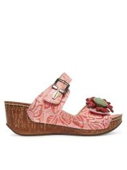 Laura Vita Klapki Dino 31 Czerwony. Czerwone klapki damskie LAURA VITA, bez wzorów, ze skóry, bez obcasa, bez zapięcia. Za 269.99 zł.