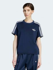 Adidas Koszulka w kolorze granatowym rozmiar: XL. Niebieskie bluzki damskie Adidas, xl, bez wzorów, bez kołnierzyka, bez ramiączek. Za 119.95 zł.