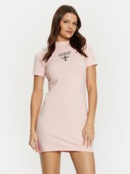 Guess Sukienka codzienna V4YK02 KCDH1 Różowy Regular Fit. Czerwone sukienki damskie Guess, z aplikacjami, z bawełny, bez ramiączek. Za 219.99 zł.