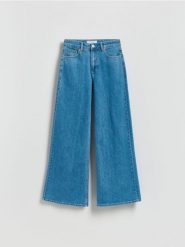 Jeansy wide leg - niebieski. Niebieskie jeansy damskie Reserved. Za 149.99 zł.