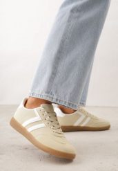 Żółte Sneakersy w Stylu Kultowych Tenisówek Genenor. Żółte obuwie sportowe casual damskie Born2be, z dresówki, bez zapięcia. Za 99.99 zł.