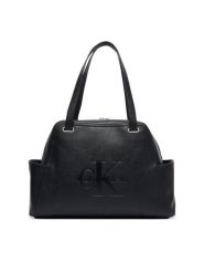 Calvin Klein Torebka Pockets Monologo Tote LV04F3689G Czarny. Czarne torebki klasyczne damskie Calvin Klein, ze skóry, bez dodatków. Za 649.99 zł.