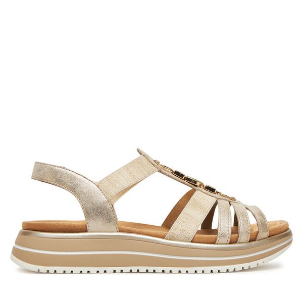 Sandały Remonte. Żółte sandały damskie Remonte, bez wzorów, bez obcasa, na płaskiej podeszwie, bez zapięcia. Za 287.99 zł.