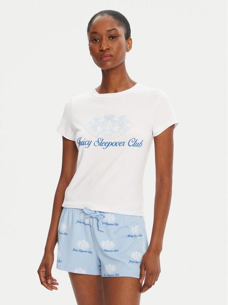 Juicy Couture Piżama Sleepover Club JCLPJ225501 Błękitny Regular Fit. Niebieskie piżamy damskie Juicy Couture, bez wzorów, z syntetyku, bez ramiączek. Za 109.99 zł.