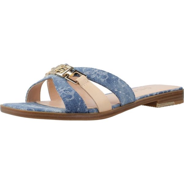 Sandały GUESS FLJRL3 DEN19 Niebieski. Niebieskie sandały damskie Guess, z aplikacjami, z tkaniny, bez obcasa, bez zapięcia. Za 487.00 zł.
