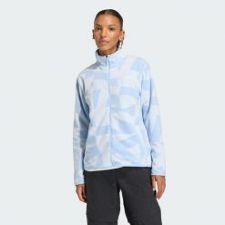 Bluza Terrex Multi Printed Full-Zip Fleece. Niebieskie bluzy damskie Adidas, bez wzorów, z materiału, bez kaptura. Za 299.00 zł.