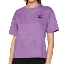 Koszulka sportowa damska Champion Wmns Organic Cotton Blend Tie Dye. Fioletowe koszulki sportowe damskie Champion, m, bez wzorów, bez ramiączek, do piłki nożnej. Za 165.00 zł.
