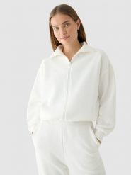 4F Bluza crop top rozpinana bez kaptura damska - biała XL. Białe bluzy damskie 4F, xl, bez wzorów, z bawełny, bez kaptura. W wyprzedaży za 79.99 zł.