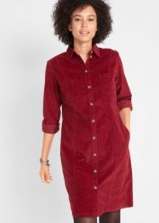 Sukienka sztruksowa ze stretchem. Niebieskie sukienki damskie bonprix, bez wzorów, ze sztruksu, bez ramiączek. Za 132.99 zł.
