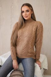 Sweter wkładany przez głowę camelowy. Swetry klasyczne damskie KESI, l, z wełny, bez kołnierzyka, plus size. Za 150.97 zł.