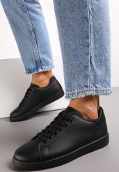 Czarne Wiązane Sneakersy z Cholewką przed Kostkę Starlee. Czarne obuwie sportowe damskie Renee, przed kostkę, bez zapięcia. Za 49.99 zł.